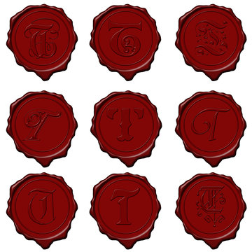 Wax seal alphabet letters - T
