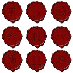 Wax seal alphabet letters - H