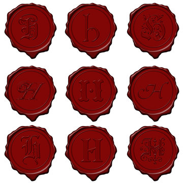 Wax seal alphabet letters - H