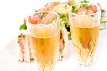 White Wine (or Apple Juice) with Smoked Salmon Sandwiches
