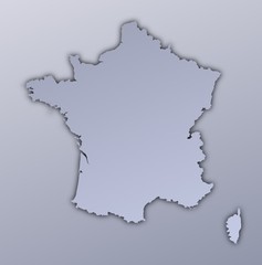 France map filled with metallic gradient. Mercator projection.