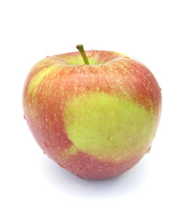 Apple red and yellow wet isolated on white background