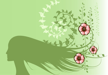 floral design with girl silhouette 