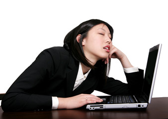 asian business woman sleeping