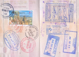 Abwaschbare Fototapete Mittlerer Osten Passport stamps - Turkey, Jordan, Middle East