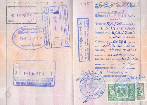 Passport visa stamps - Syria, Middle East