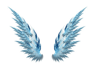 Blue angel wings white background