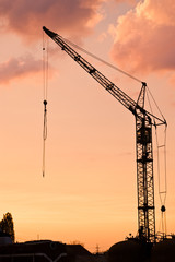 crane at dusk