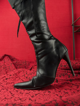 Sexy black stiletto heel boot