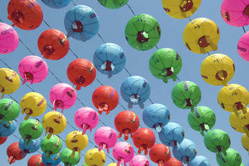 Hanging Lanterns to Celebrate Buddha's Birthday