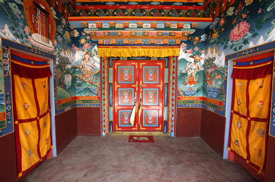 buddhist monestary interior, muktinath, nepal