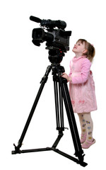 girl look in the camcorder