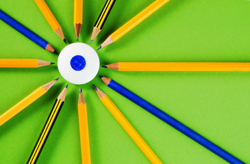 pencils (collected in group on a green background)