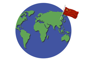 World Globe China Flag