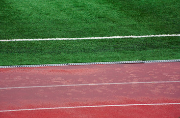 Football field. Rain