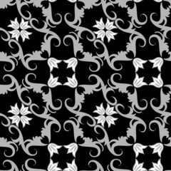 Seamless black and white ornament vector pattern