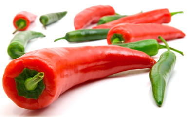 Fototapeta na wymiar red and green peppers
