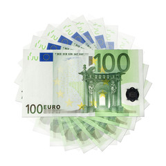100 Euro banknotes, isolated