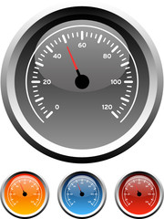Dashboard speedometer gauge icons in 4 colors