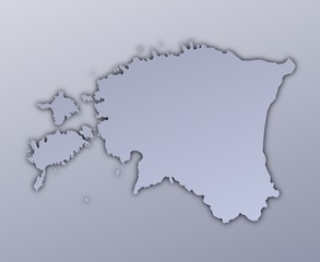 Estonia map filled with metallic gradient. Mercator projection.