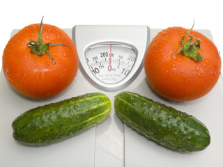 Fresh tomatoes and cucumbers