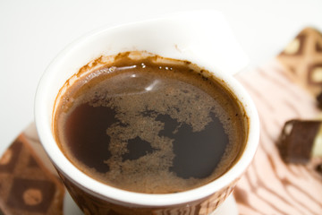 Cup of coffee and chocolate