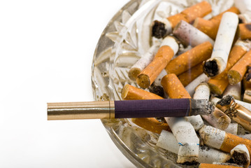 ashtray full of cigarettes