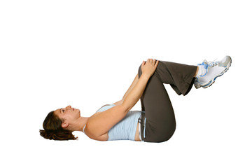  trainer doing stretching for thigh and back muscle