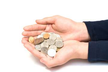 coins in hand
