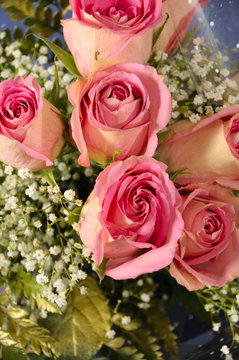 pink roses bouquet - floral arrangement background