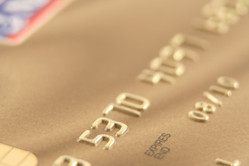Close up of a gold credit card