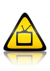 Symbole de danger télévision (reflet métal)
