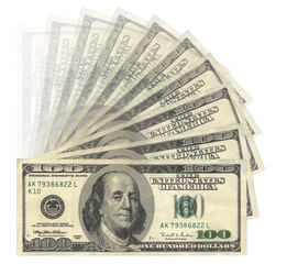 100 USD banknotes, isolated