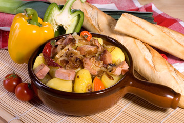 Pork stew with potatoes, pepper and other vegetables