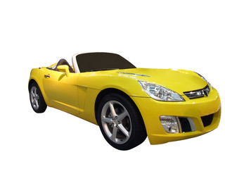 Fototapeta na wymiar żółty samochód cabriolet samodzielnie