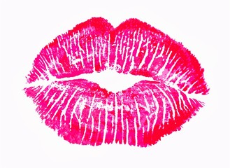 Naklejka premium Kiss Lips Lip Print Pink Red Usta