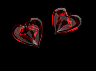 Red glass hearts