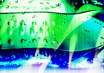 Water drops on a blue and green background