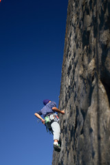 Obraz premium Rock climbing on a sheer face