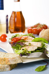 frischer salat und hähnchenbrust filetstreifen