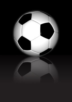 Football On Black Reflective Background