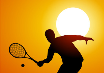 Tennis player at sunset © Ube