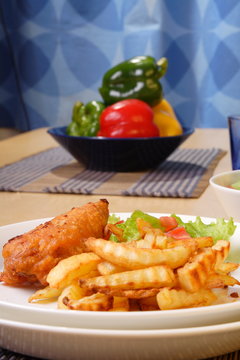 French fries and chicken