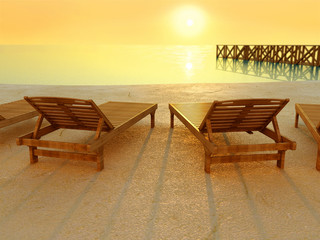 Fototapeta na wymiar Tramonto in spiaggia