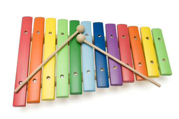 Toy colorful xylophone, isolated, with clipping path