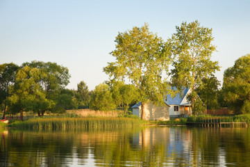Fototapeta na wymiar Lake,trees,house