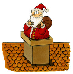 Weihnachtsmann steckt im Kamin fest
