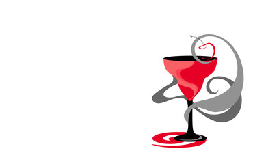 Cocktail red and grey glass.