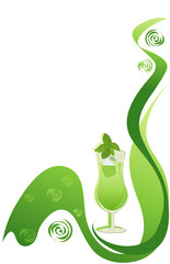 Cocktail green card with mint.