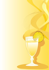 Cocktail yellow card with glass and pineapple.